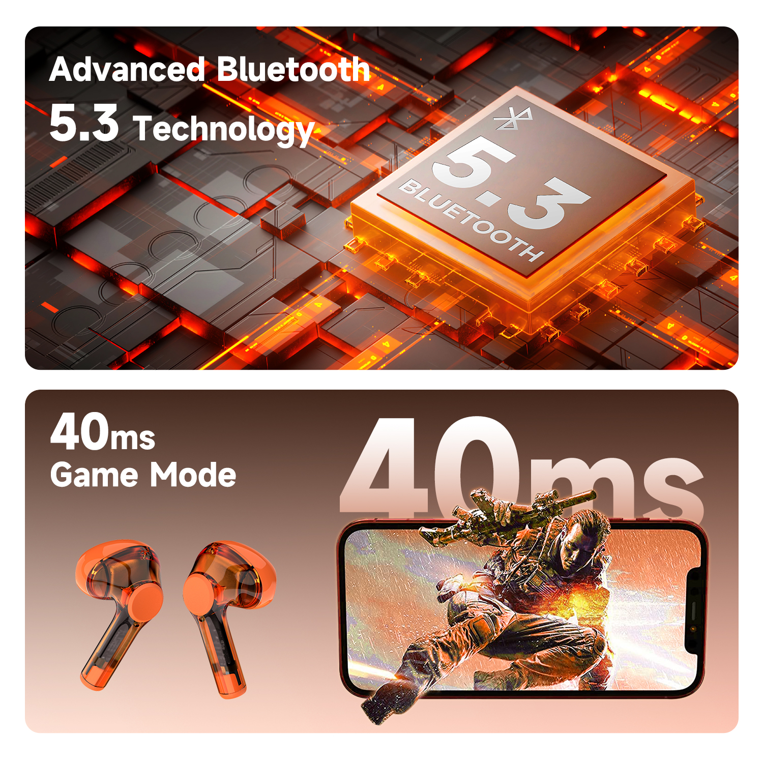 Auriculares inalámbricos Truefree T3, auriculares Bluetooth 5.3 semiabiertos con cancelación de ruido AI para llamadas, tiempo de reproducción de 28 horas, controladores de 13 mm, modo de juego de 40 ms, diseño transparente