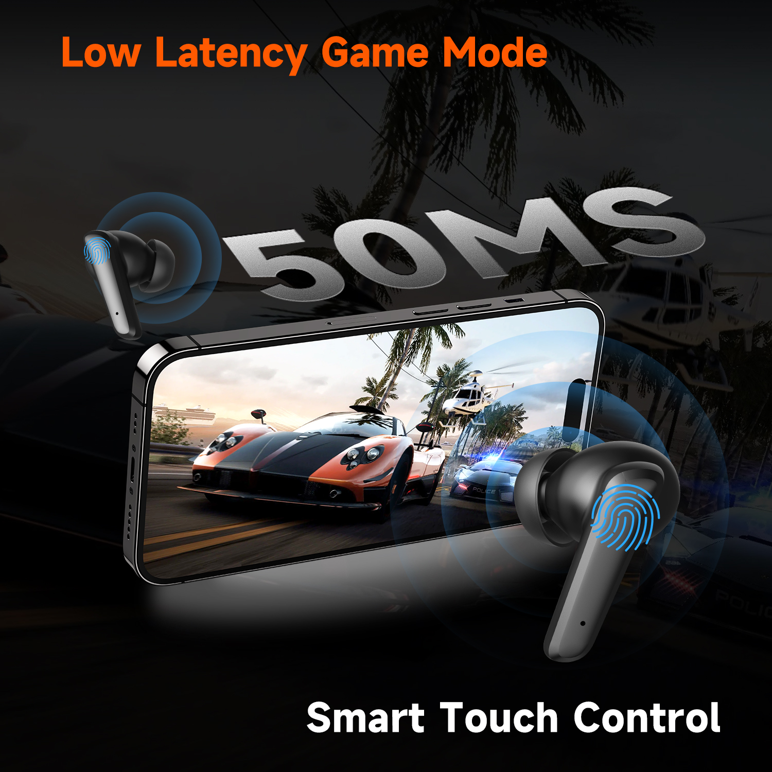 Auriculares inalámbricos Truefree T2, auriculares Bluetooth 5.3 con 4 micrófonos con cancelación de ruido para iOS/Android/portátil, juegos/graves profundos, tiempo de reproducción de 23 horas, múltiples almohadillas (S/M/L)