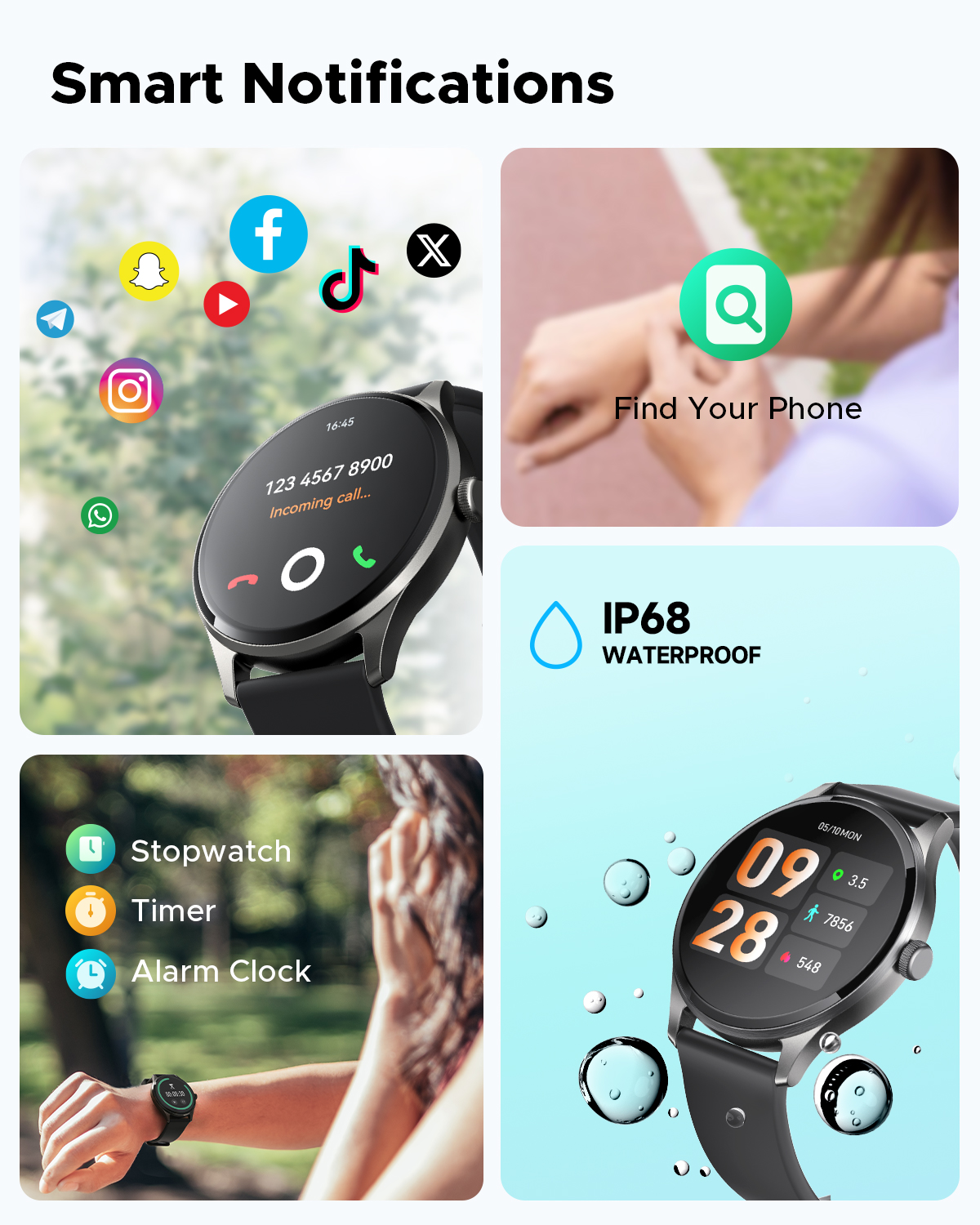 Truefree Watch GT2 Smartwatch con llamadas Bluetooth, notificaciones inteligentes, rastreador de actividad física con más de 100 modos deportivos, oxígeno en sangre, frecuencia cardíaca, sueño, monitor de salud y estrés, diales de bricolaje, IP68 resisten