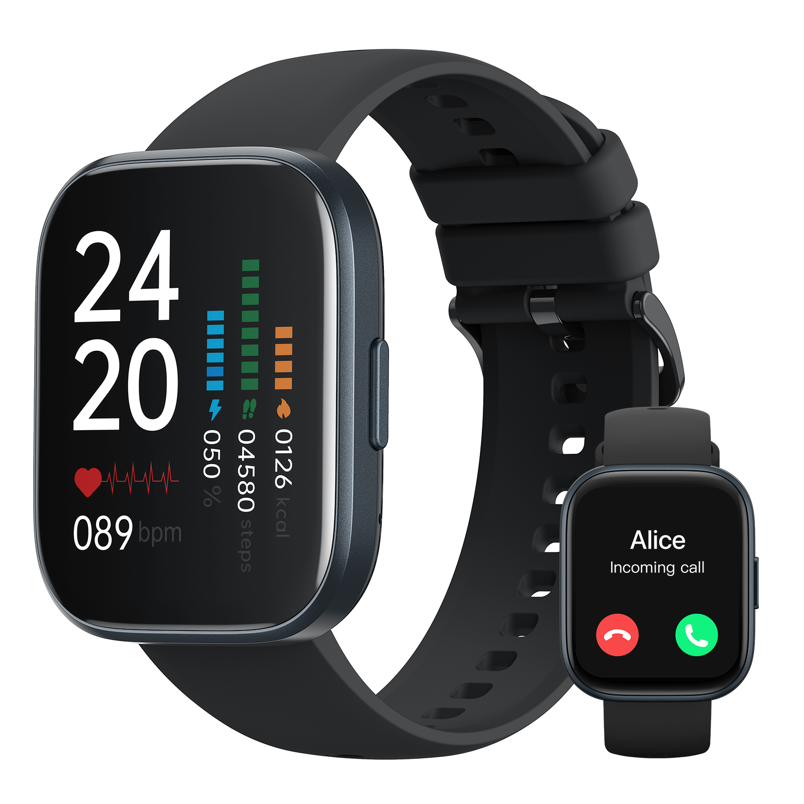 Reloj inteligente Truefree GT1: pantalla táctil completa de 1,96", frecuencia cardíaca, monitor de sueño, resistencia al agua IP68, 24 modos deportivos, podómetro, compatible con Android/iOS.