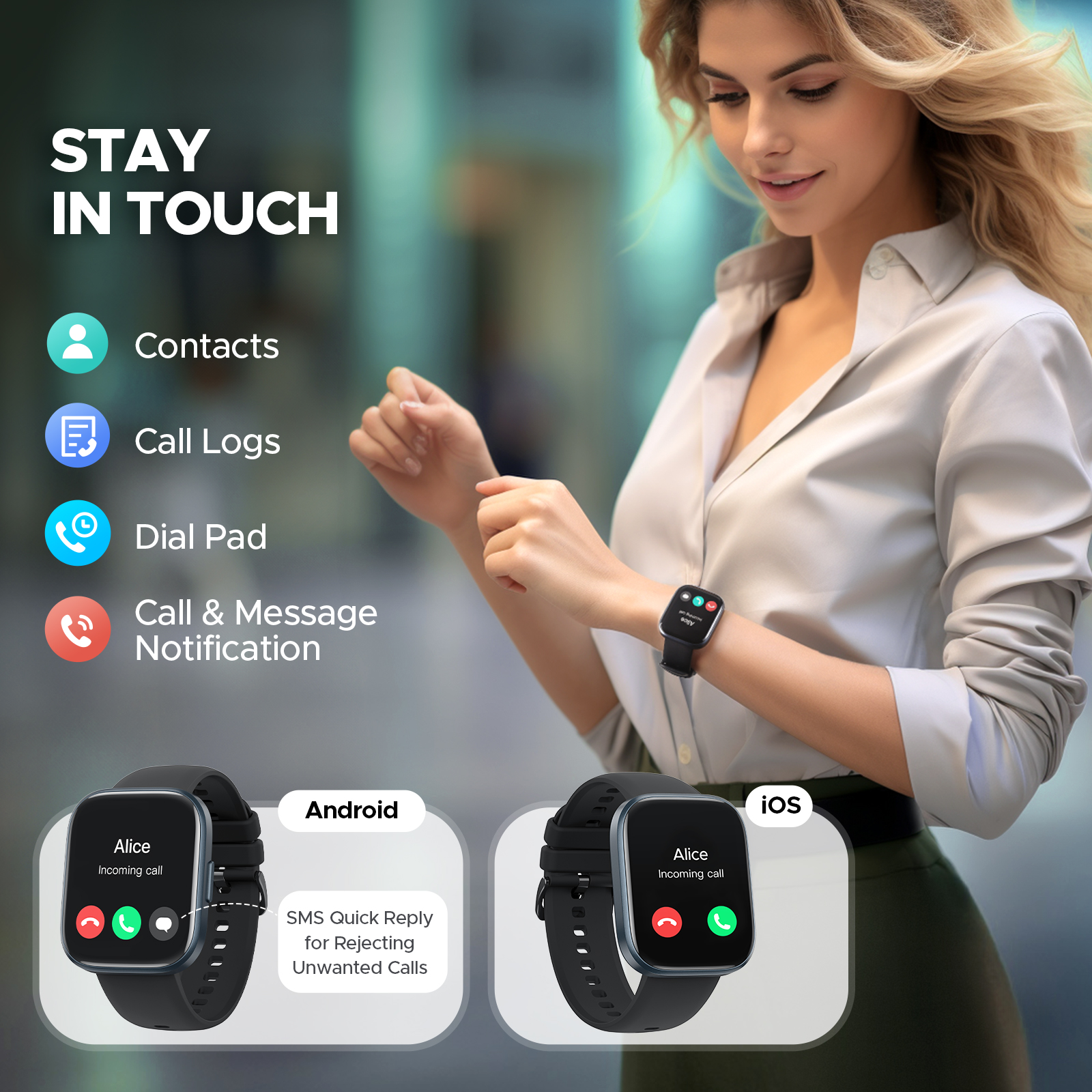 Reloj inteligente Truefree GT1: pantalla táctil completa de 1,96", frecuencia cardíaca, monitor de sueño, resistencia al agua IP68, 24 modos deportivos, podómetro, compatible con Android/iOS.