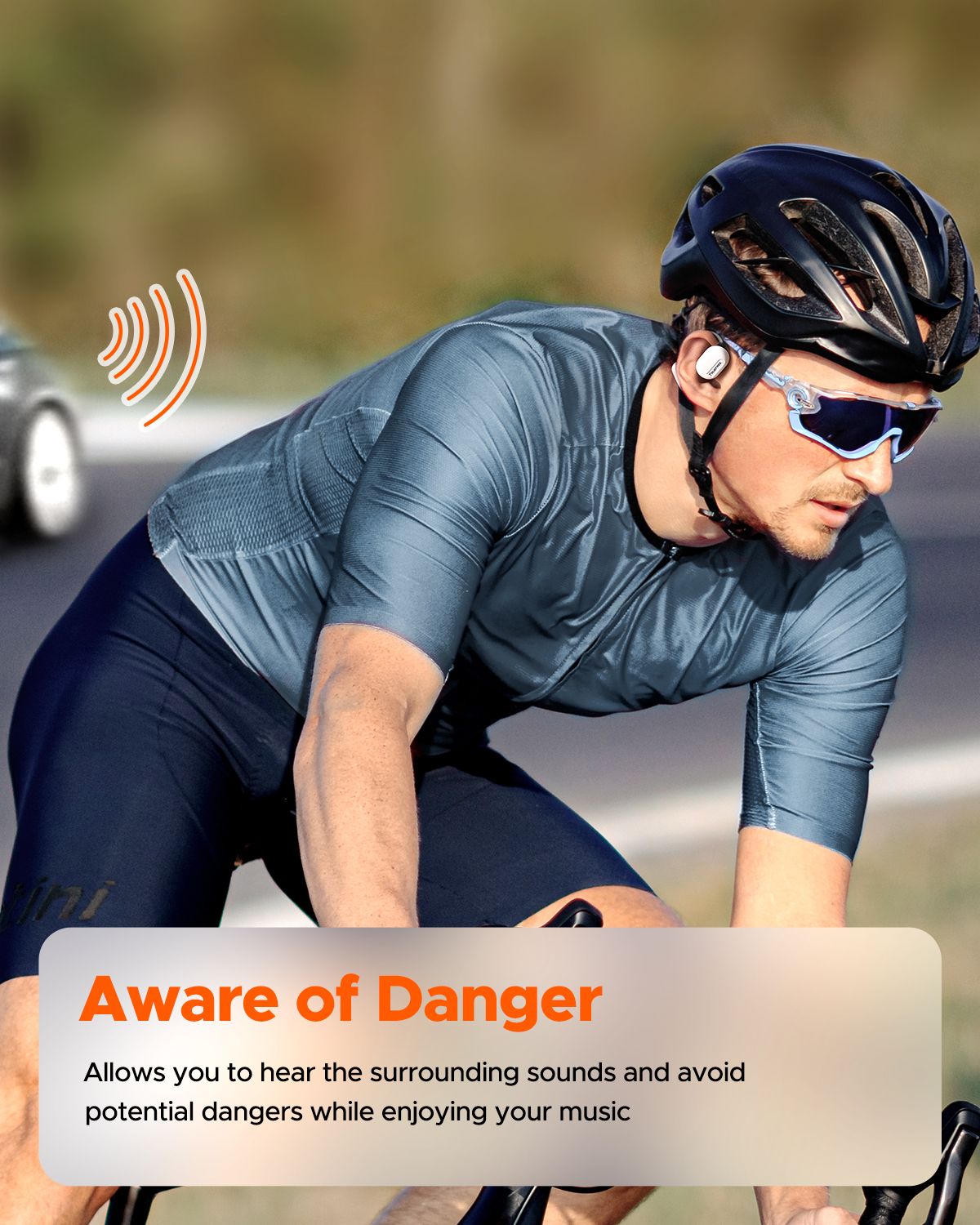 Audífonos Truefree O1 de oído abierto, Bluetooth 5.3 con ganchos para la oreja, conducción de aire sobre la oreja para deportes, 4 micrófonos para llamadas claras, 45 horas de reproducción, bajos mejorados de 16.2 mm, control de aplicaciones - Blanco