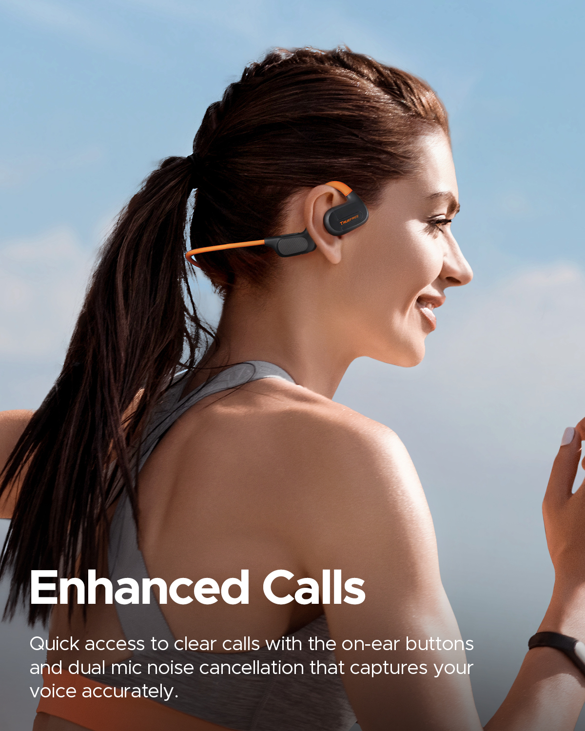 Truefree F2 Auriculares Abiertos, Auriculares Inalámbricos Bluetooth 5.3 de Conducción de Aire para Deportes, Tiempo de Reproducción de 15H, Graves Mejorados de 16,2 mm, Micrófono Dual, Conexión Multipunto, Control de Aplicaciones, Correr, Ciclismo