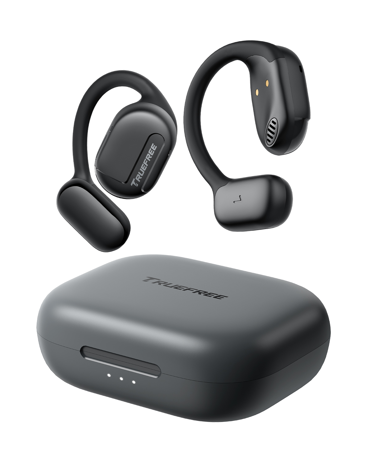 Auriculares abiertos Truefree O1, Bluetooth 5.3, ganchos para oreja, 4 micrófonos, 45h de reproducción, graves mejorados, control por app, negro