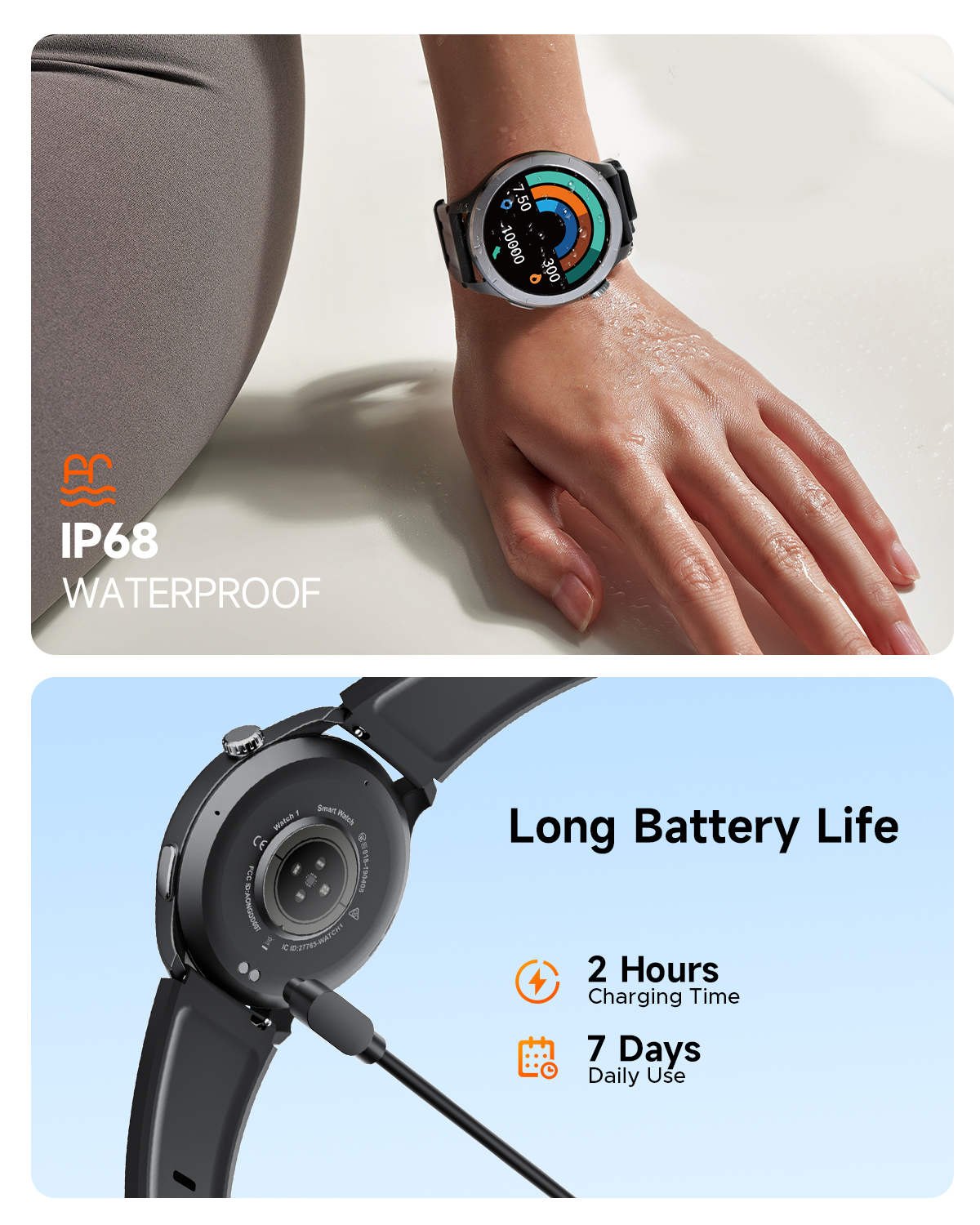 Reloj inteligente TRUEFREE Watch1 para hombres y mujeres, monitor de actividad física de 1,53", frecuencia cardíaca, SpO2, sueño y estrés, 127 modos deportivos, resistente al agua IP68, compatible con llamadas y mensajes para iPhone y Android