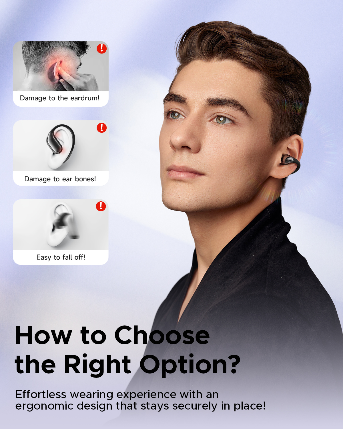 Truefree B1 Auriculares Inalámbricos con Clip, Bluetooth 5.4, Sonido Espacial, Driver de 10.8mm, 25H de Reproducción, Llamadas Claras, Conexión Multipunto, Personalización en la App