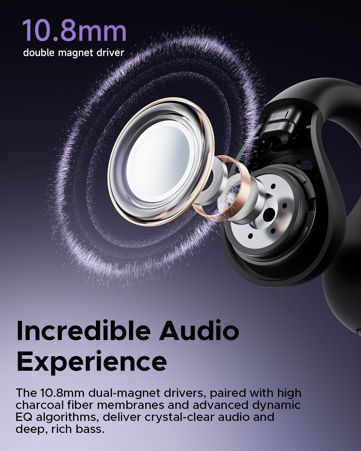 Truefree B1 Auriculares Inalámbricos con Clip, Bluetooth 5.4, Sonido Espacial, Driver de 10.8mm, 25H de Reproducción, Llamadas Claras, Conexión Multipunto, Personalización en la App