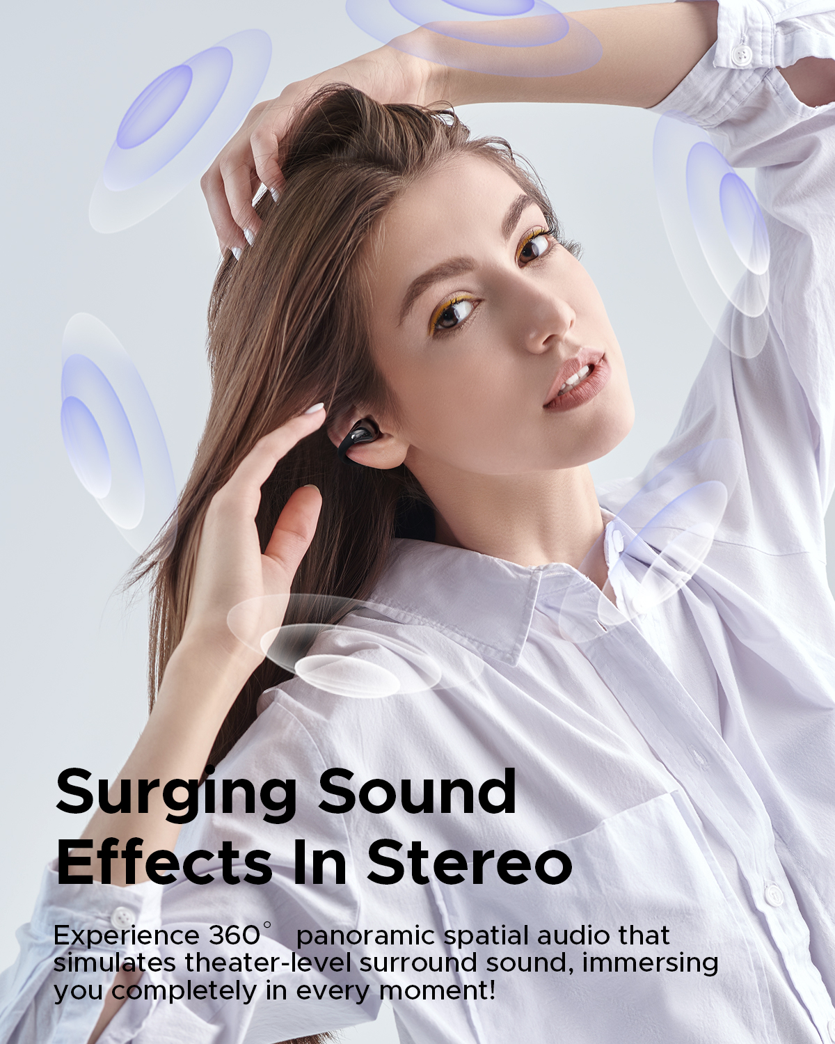 Truefree B1 Auriculares Inalámbricos con Clip, Bluetooth 5.4, Sonido Espacial, Driver de 10.8mm, 25H de Reproducción, Llamadas Claras, Conexión Multipunto, Personalización en la App