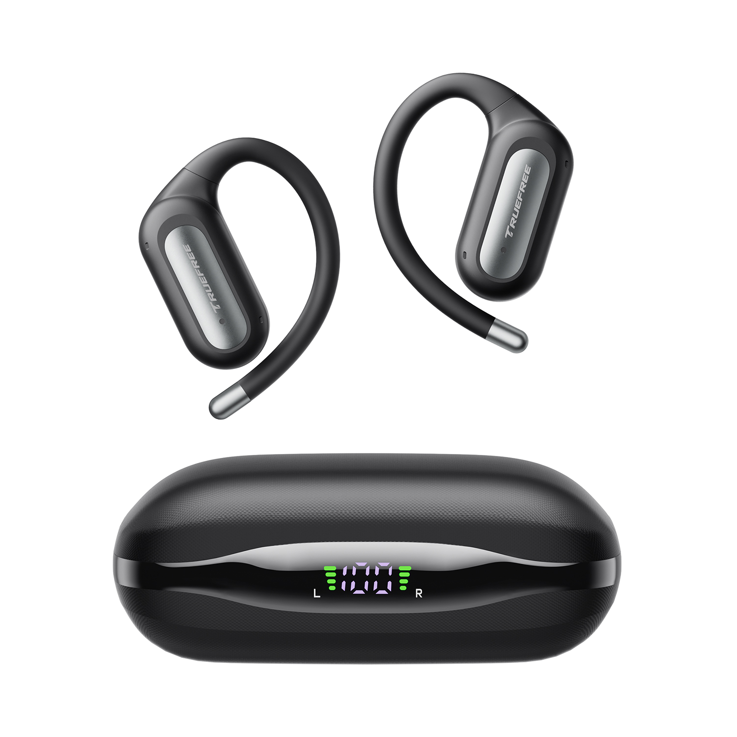 Truefree Audífonos Inalámbricos Bluetooth 6.0 Open-Ear, Audífonos Oído Abierto 17mm Diafragmas con ENC, Carga Rápida para 40 Horas de Reproducción, IPX5 Modo Gaming de Baja Latencia y Conexión Multip