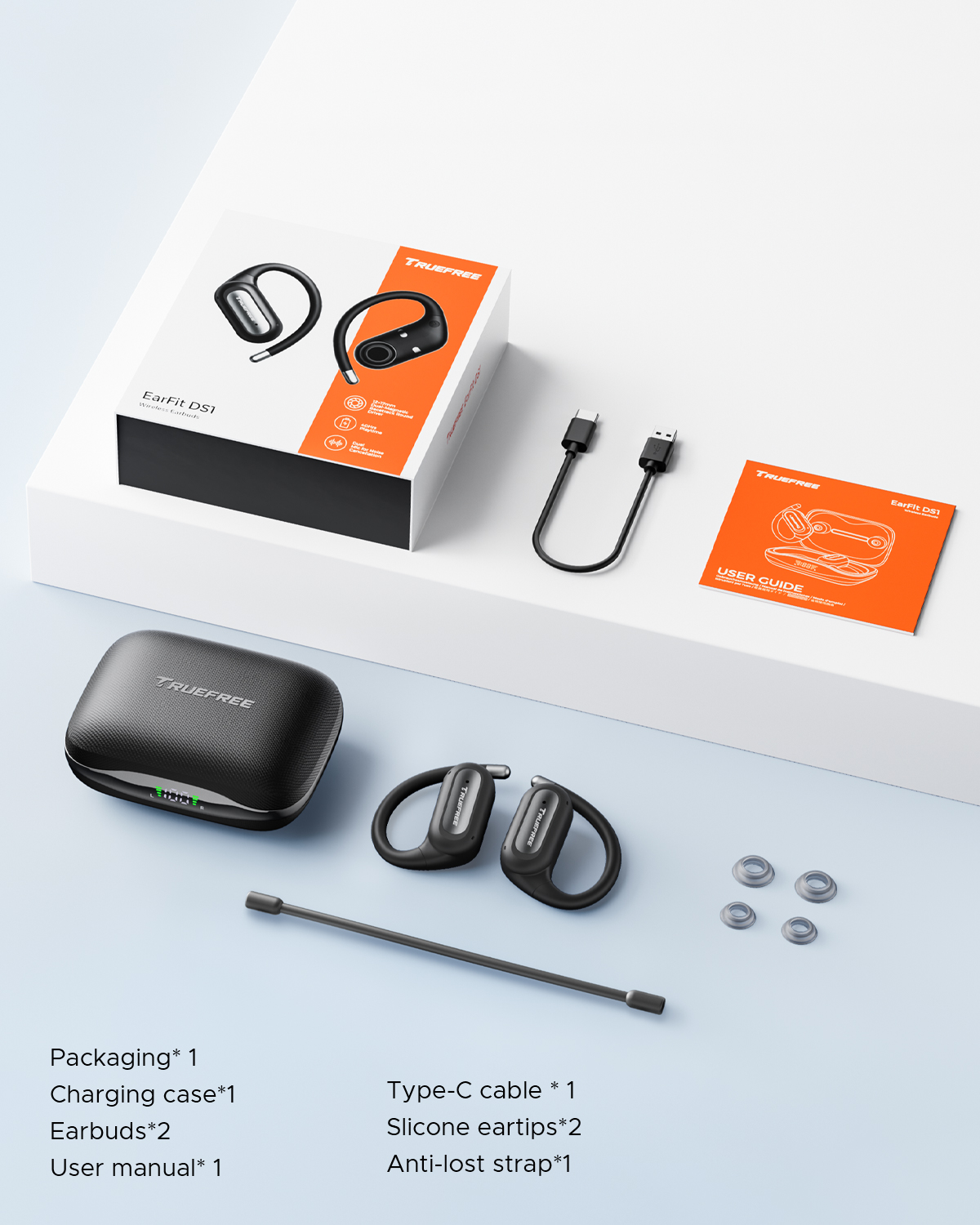 Truefree Audífonos Inalámbricos Bluetooth 6.0 Open-Ear, Audífonos Oído Abierto 17mm Diafragmas con ENC, Carga Rápida para 40 Horas de Reproducción, IPX5 Modo Gaming de Baja Latencia y Conexión Multip