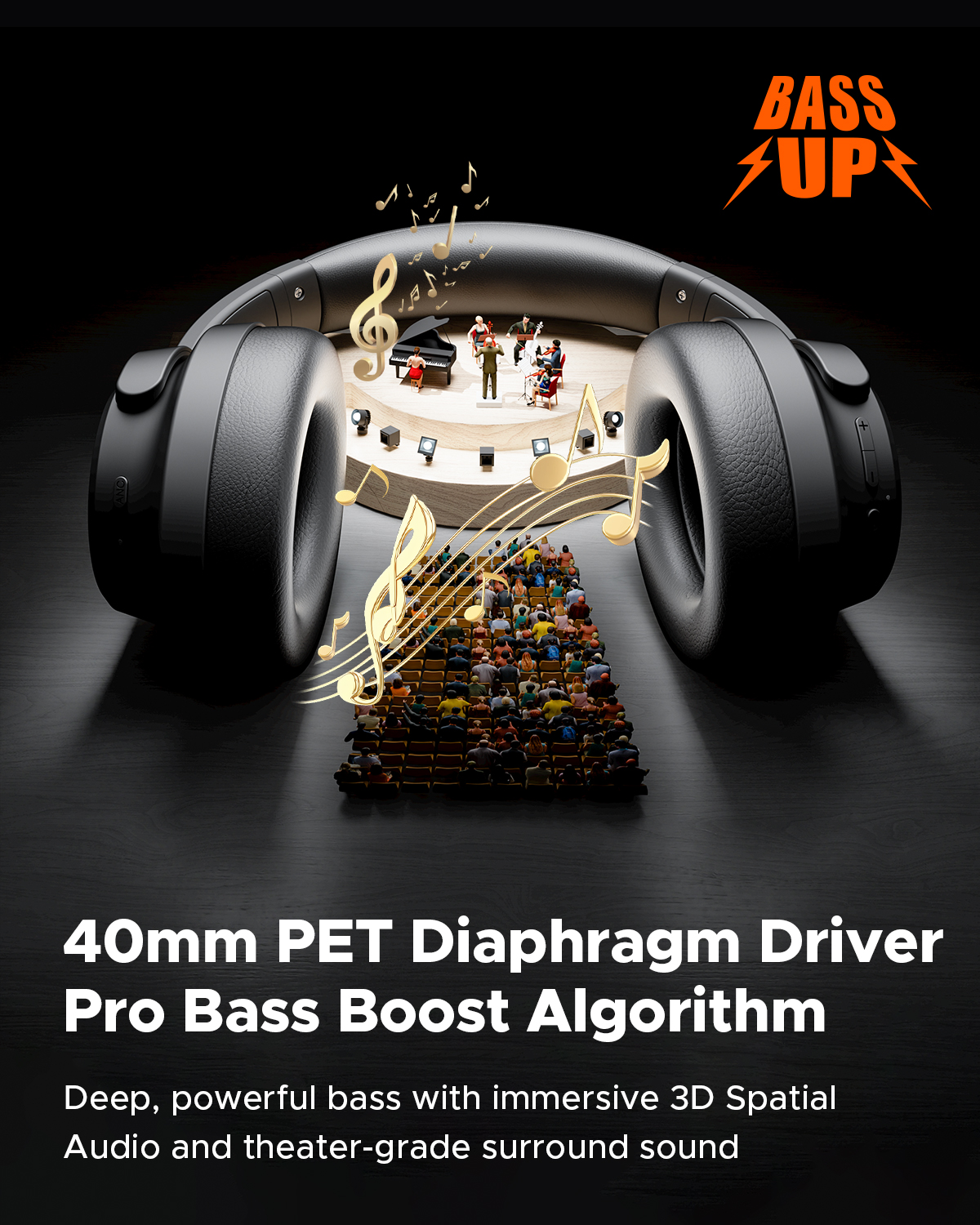 TRUEFREE HF-10 Auriculares Bluetooth 6.0 con Controlador de 40mm | 125H de Autonomía, Cancelación Híbrida de Ruido, EQ Personalizable