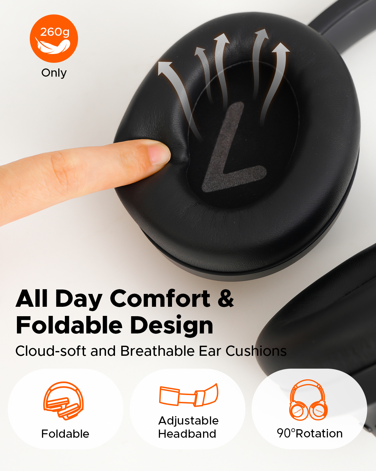 TRUEFREE HF-10 Auriculares Bluetooth 6.0 con Controlador de 40mm | 125H de Autonomía, Cancelación Híbrida de Ruido, EQ Personalizable